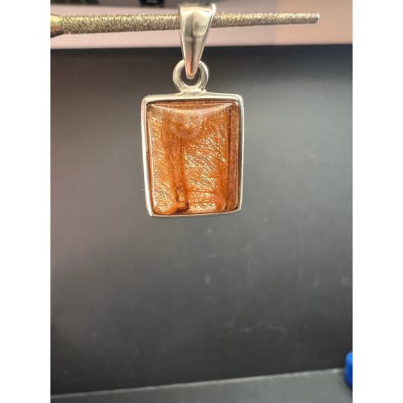 Vintage Nature Company Copper Rutilated Quartz Pendant 925 Sterling Silver - Picture 11 of 16